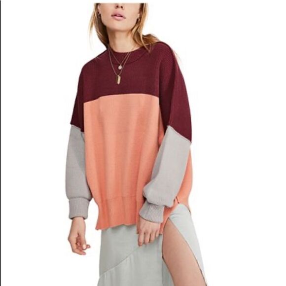 Free People Easy Street Colorblock Sweater XS NWT - Picture 1 of 8